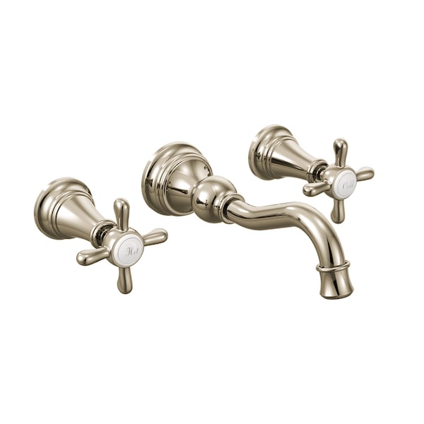 Moen Two-Handle Wall Mount Bathroom Faucet Polished Nickel TS42112NL - main